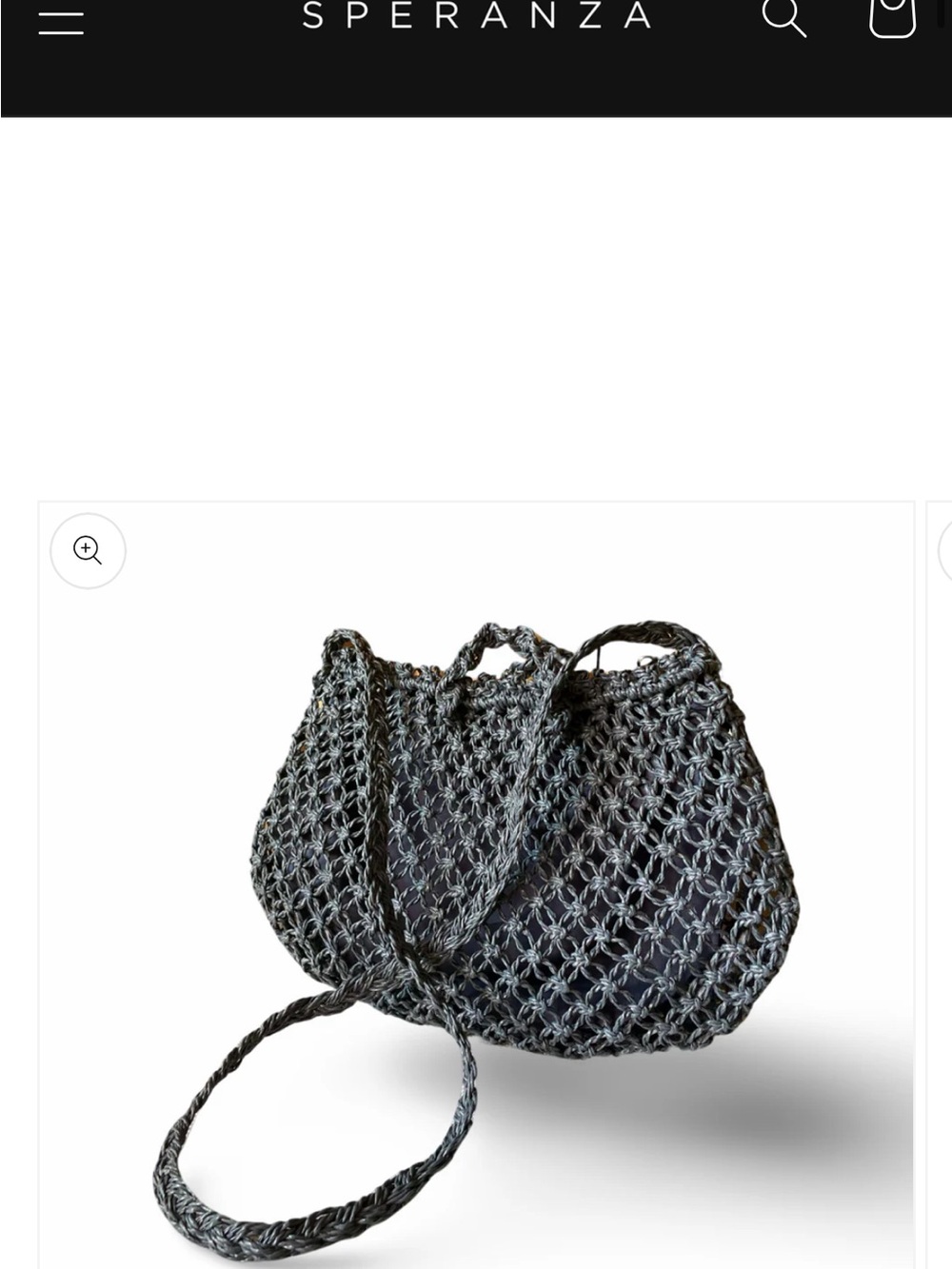 Black Speranza Crochet Shoulder Bag with Braided Strap